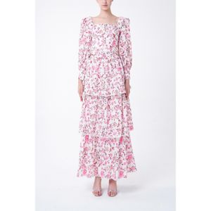 True Decadence Pink Square Neck Long Sleeve Maxi Wrap Dress