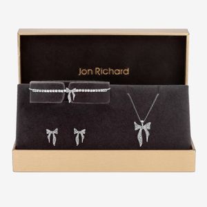 Jon Richard Black Plated And Pave Bow Trio Set