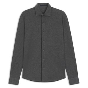 Boss Grey Rudy Double Breasted Lyocell Long Sleeve Slim Fit Shirt for men