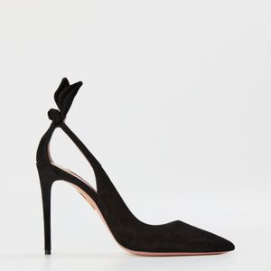 Aquazzura Black Deneuve Bow Heeled Pumps