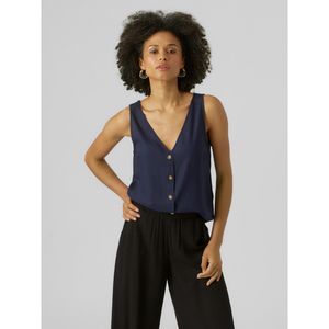 Vero Moda Blue V-Neck Short Sleeve Regular Fit Blouse