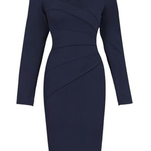Jolie Moi Blue Asymmetric Folded Bodycon Dress