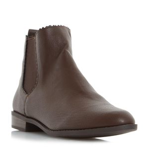 Dune Brown 'paten' Almond Toe Chelsea Ankle Boot