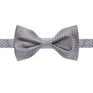 HUGO Grey Structured Bow Tie In Pure Silk for men