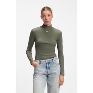 HUGO Green Mock-Neck Logo Top