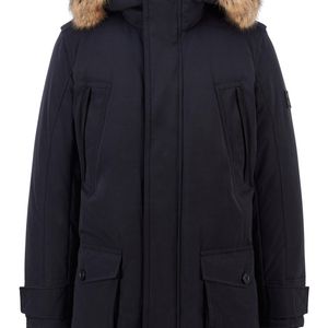 Manteau doudoune déperlant à finition amovible en fourrure synthétique BOSS by Hugo Boss pour homme en coloris Noir