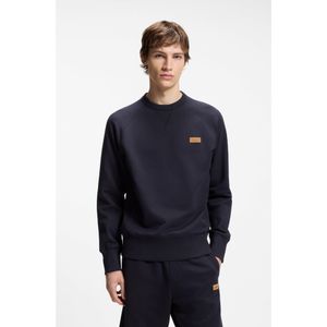 HUGO Blue Cotton-Terry Sweatshirt With Logo Badge for men