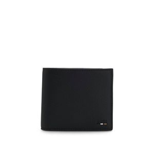 Boss Black Grained Leather Wallet With Emed Logo Detail for men