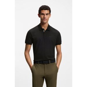 Boss Black Cotton-Piqué Polo Shirt With Printed Pattern for men