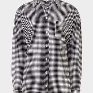 Hunza G Grey Gingham Seersucker Shirt