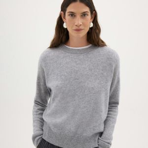 Hush Grey Avery Cashmere Crew Neck Jumper