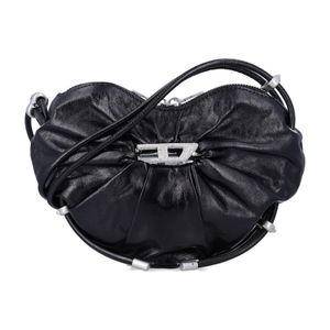 DIESEL Black Scrunch Heart Shoulder Bag