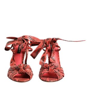 Dolce & Gabbana Red Python Leather Heels Sandals Shoes
