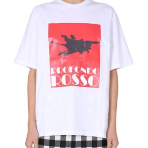 MSGM White Graphic Crew Neck T-Shirt