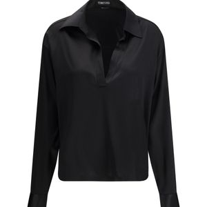 Tom Ford Black Stretch Silk Shirt Silk; Elastane