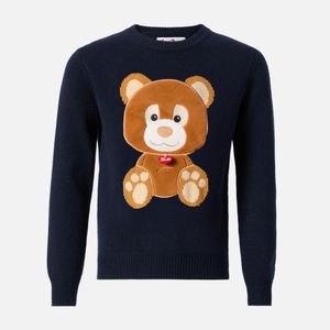 Mc2 Saint Barth Blue Crewneck Douglas Cashmere Blend With Orso Trudi Patch for men