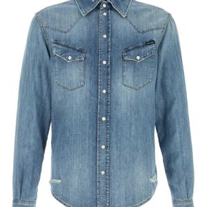 Dolce & Gabbana Blue Regular Distressed Shirt for men