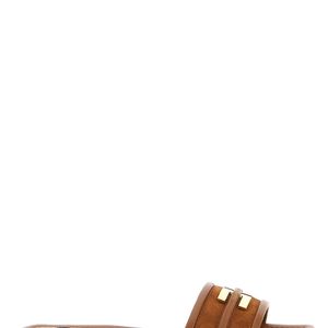 Elisabetta Franchi Brown Logo Slides Sandals