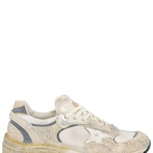 Golden Goose Deluxe Brand White Distressed Textured Sneakers With Star Detail