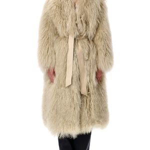 S.W.O.R.D Natural Mongolian Shearling Maxi Coat Fur