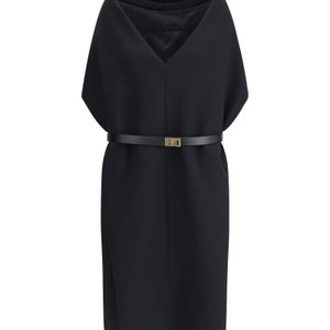 Ferragamo Black Belted Midi Dress