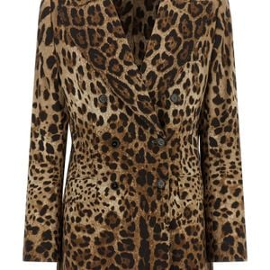 Dolce & Gabbana Brown Dolce & Gabbana Leopard-Print Wool Blazer