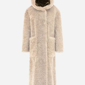 Herno Natural Chantilly Curly Faux Fur Coat Rings