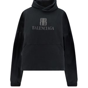 Balenciaga Black Cropped Cotton Sweatshirt