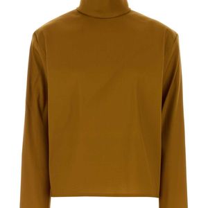 Saint Laurent Brown Stretch Silk Blend Top