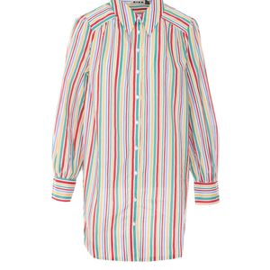 Rixo White Ashlyinn Striped Long-Sleeve Shirt
