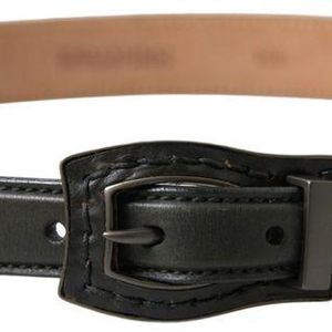 Ermanno Scervino Black Leather Metal Buckle Cintura Belt for men