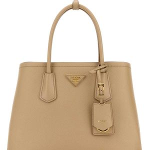 Prada Natural Sand Leather Small Double Handbag