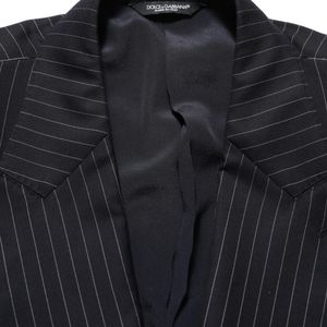Dolce & Gabbana Black Stripes Wool Double Breasted Jacket Silk Clothing for men