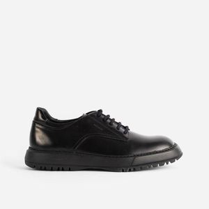 Referenc Black Derby Flat Shoes for men