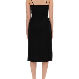 Theory Black Elegant Midi Dress Linen