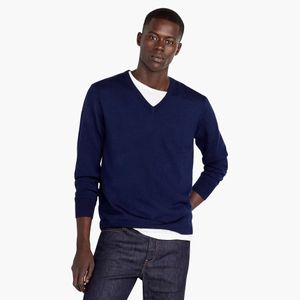 J.Crew Blue Tall Merino Wool V-neck Sweater for men