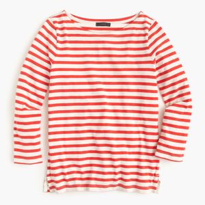 J.Crew Red Striped Boatneck T-shirt