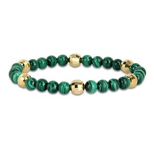 Amour Green 19 1/5Ct Tgw Malachite Plated Sterling Stretchable Bead Bracelet for men