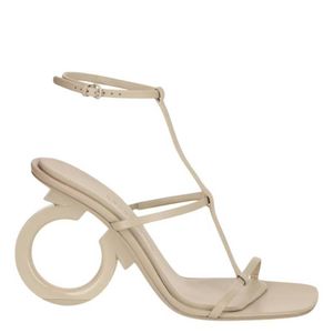 Ferragamo Metallic Ferragamo Elina T-Strap Gancini Sandals