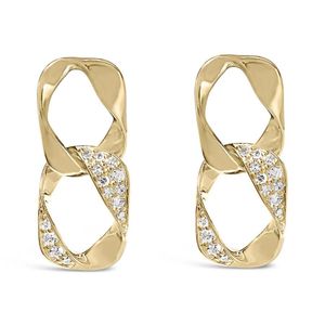 Haus of Brilliance Metallic 14K Plated .925 Sterling Open Link 1/5 Cttw Diamond Drop Earrings for men