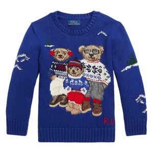Polo Ralph Lauren Blue Polo Bear Family Sweater for men