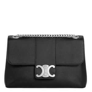 Céline Black Supple Calfskin Victoire Medium Crossbody Bag