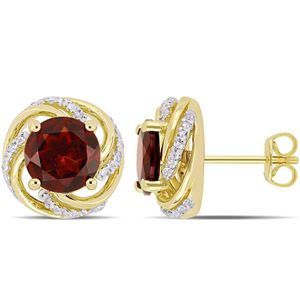Amour Metallic 4 1/3 Ct Tgw Garnet And Topaz Swirl Stud Earrings