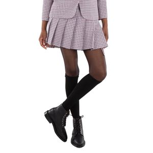Thom Browne Purple Check-Pattern Pleated Miniskirt