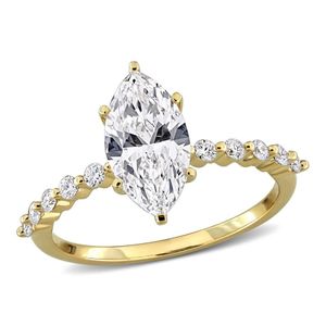 Created Forever Metallic 1 3/4Ct Tw Marquise And Round-Cut Lab Grown Diamond Engagement Ring