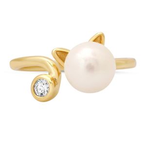 Kylie Harper Metallic 14K Over Kitty Cat Genuine Pearl & Cz Ring for men