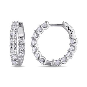 Amour Metallic 4 1/10 Ct Tgw Created Sapphire Inside Outside Hoop Earrings for men