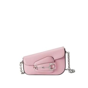 Gucci Pink Leather Mini Horsebit 1955 Handbag