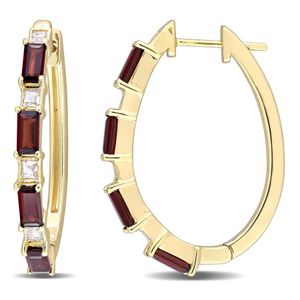Amour Metallic 3 Ct Tgw Baguette Garnet & Topaz Hoop Earring