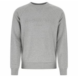 Balmain Grey Paris Embossed Sweatshirt for men